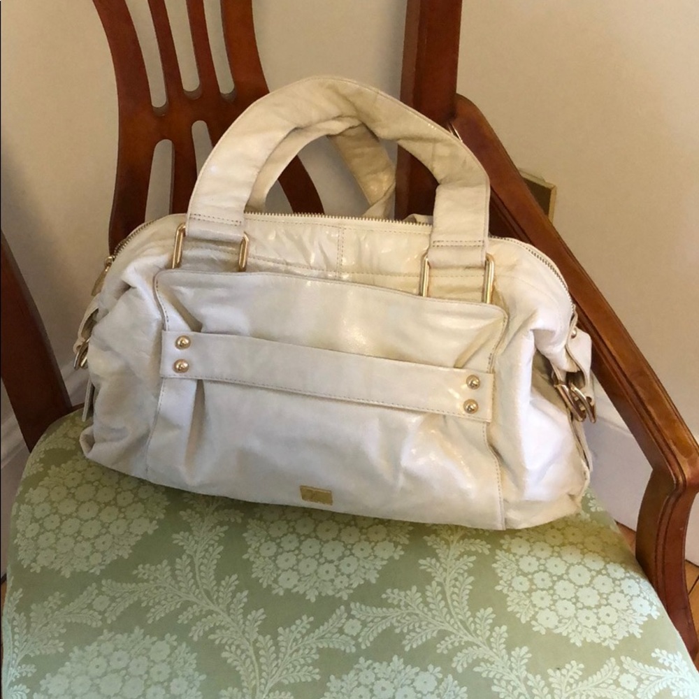 Kooba metallic shiny white bag